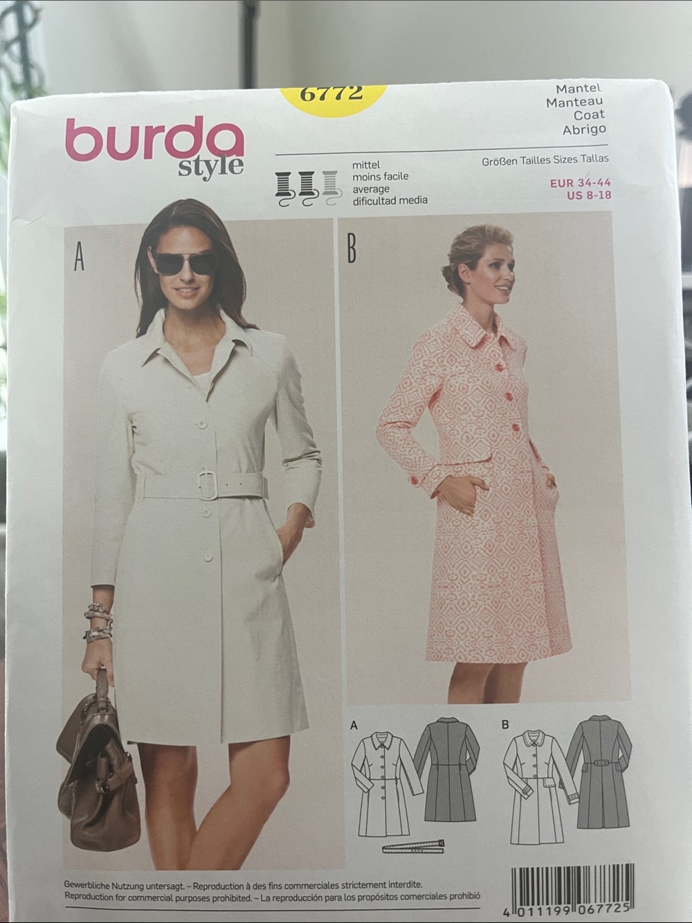 Burda Style Women's Cream Long-Sleeve Coat Dress